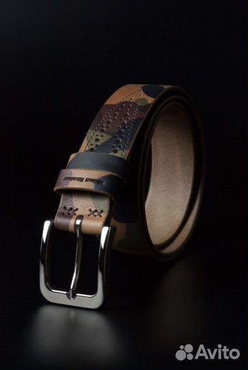 Классический джинсовый ремень из натуральной кожи