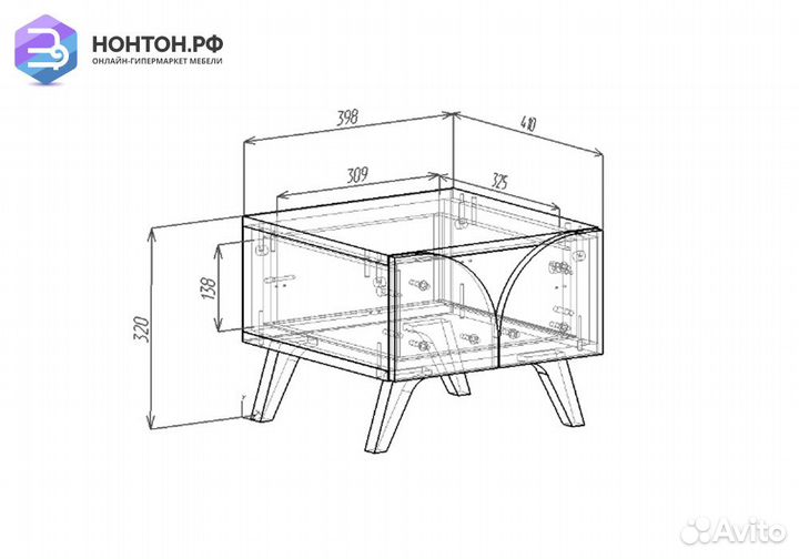 Тумба прикроватная Монро шиншилла серая / дуб краф