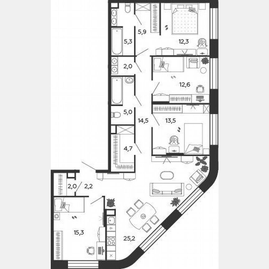 4-к. квартира, 120,5 м², 21/27 эт.
