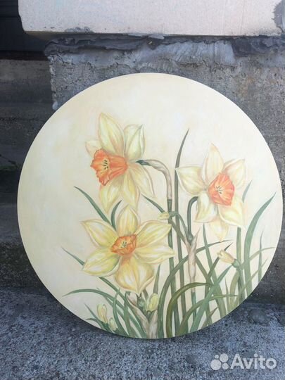Картина маслом на холсте нарциссы