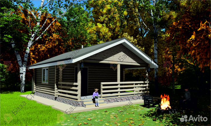 Сруб бани 6 на 6+терраса 3 м и перегородками внутр