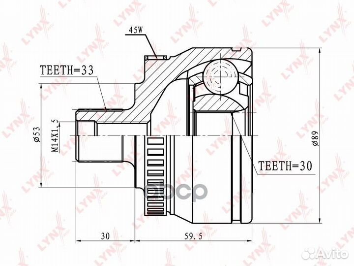 Шрус наружный перед прав/лев CO8029A lynxauto