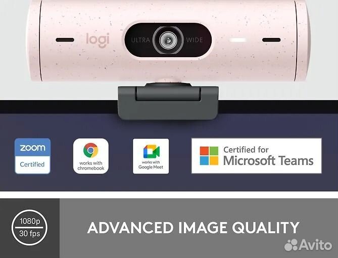 Веб-камера Logitech Brio 500, розовая