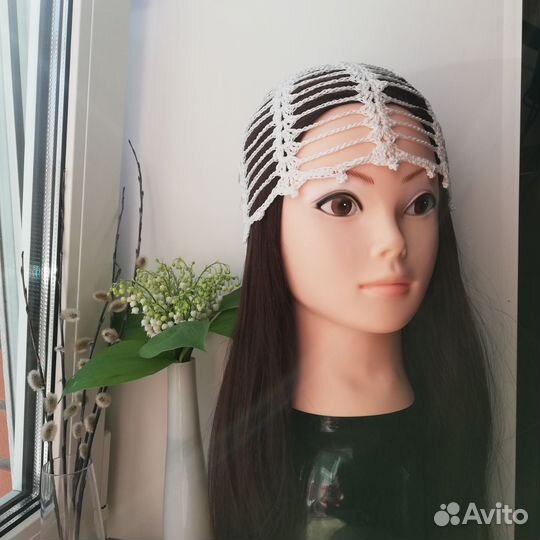 Шапка сетка crochet y2k летняя