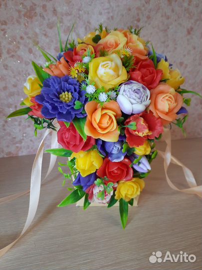 Букет подарок цветы из мыла,букет на выпускные