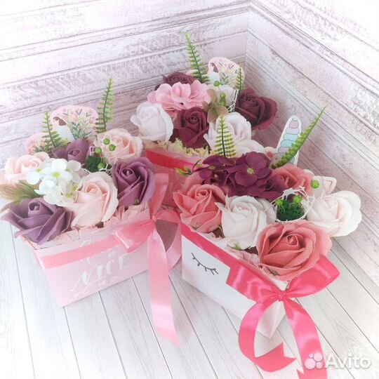 Букет из мыльных цветов хризантем