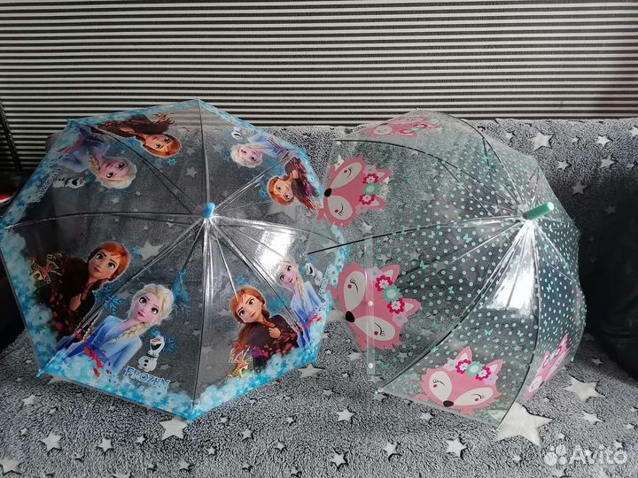 Детские прозрачный зонт холодное сердце лисичка