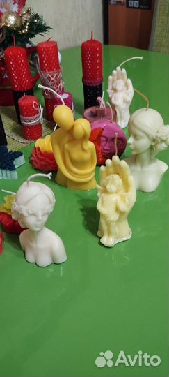 Свечи ручной работы из вощины и формованные