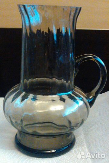 Графин и 6 стаканов темное черное стекло СССР