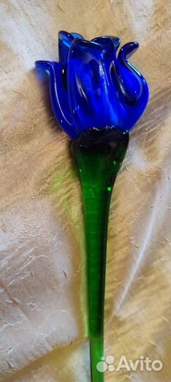 Цветы синий тюльпан кобальт стекло