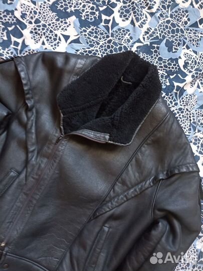 Винтажная кожаная куртка/бомбер пилот 90ые