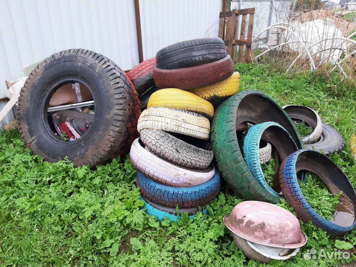 Клумбы из покрышек