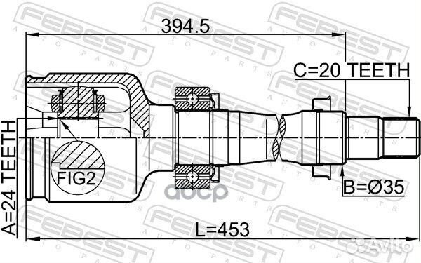 Шрус внутренний правый 24x35x20 toyota avensis