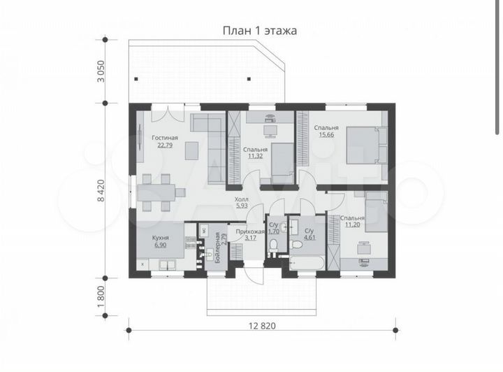 Дом 100 м² на участке 10 сот.