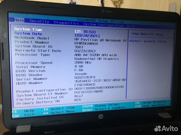 Ноутбук HP g6-1324er разбор по запчастям