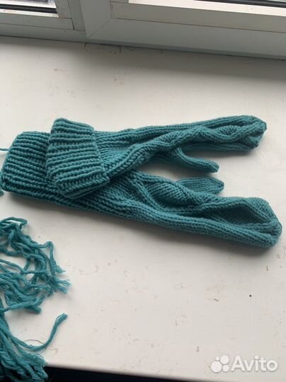 Комплект женский шапочка, варежки и шарф