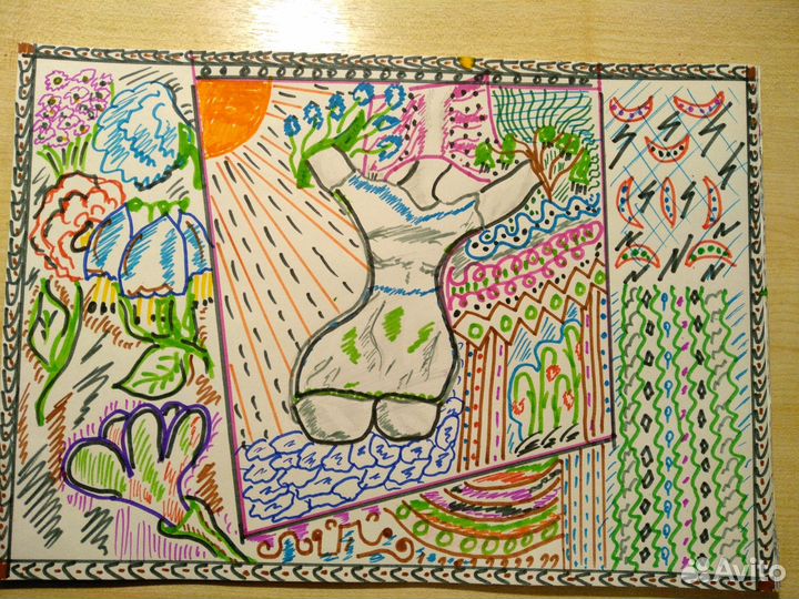 Картинана ватмане А4,фломастр по мотивам Сальвадор