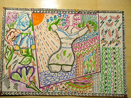 Картинана ватмане А4,фломастр по мотивам Сальвадор