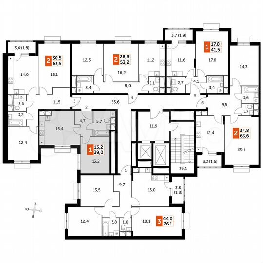 1-к. квартира, 39 м², 7/16 эт.