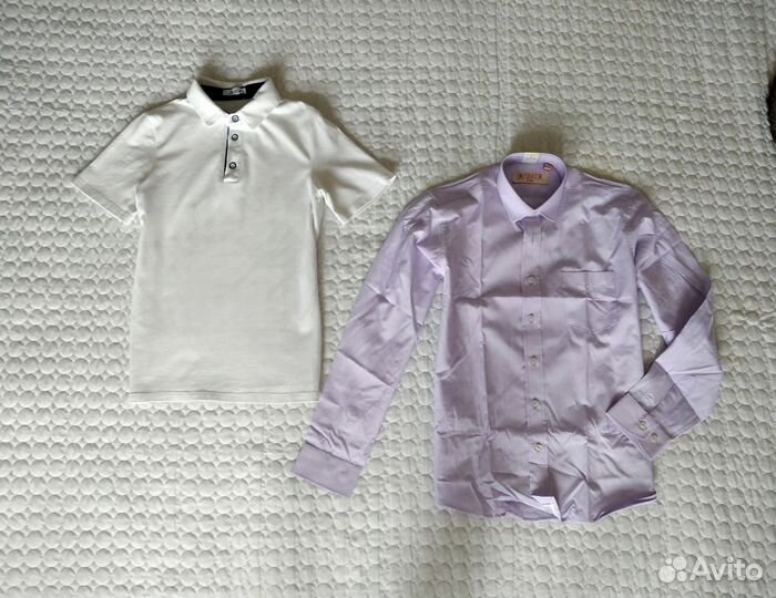 Новая рубашка и поло для мальчика 140 пакетом