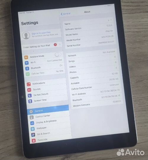 iPad air 1 32gb wifi + sim