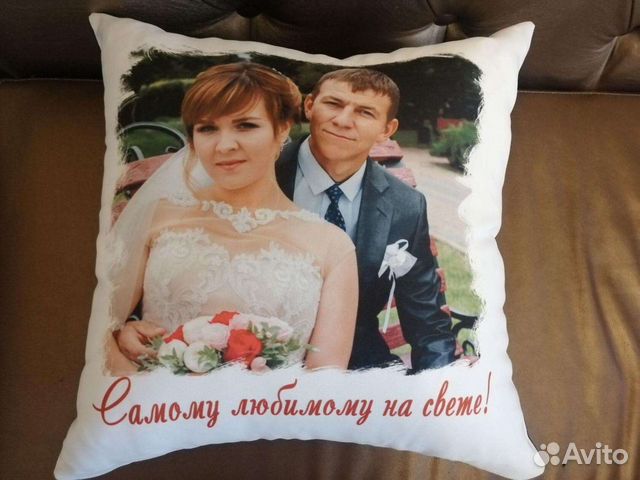 Подарочная подушка с фото/принт на ткани/пайетках