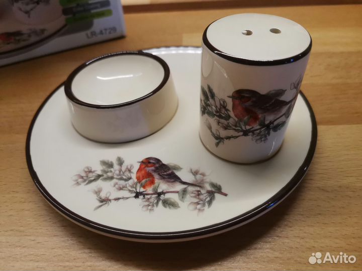 Подставка для яйца + солонка Loraine Снегирь