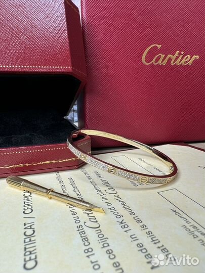 Золотой браслет Cartier Love с бриллиантами 585п