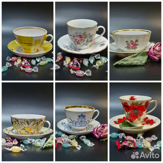 Чашка с блюдцем чайная пара СССР кахла лфз Дулёво