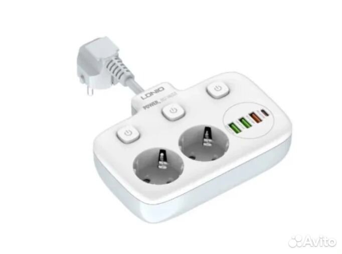 Сетевой фильтр ldnio SE2435, 2 розетки+Type-C 20W