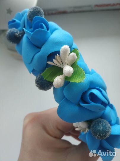 Ободок для волос с цветами ручной работы