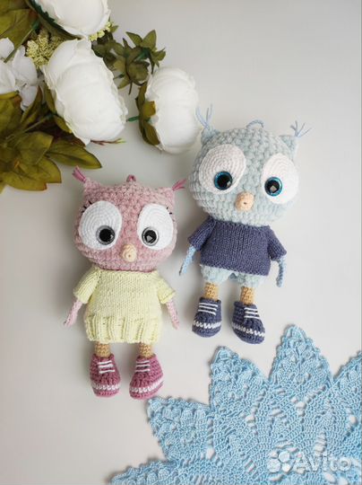 Мягкая вязаная игрушка Совёнок амигуруми