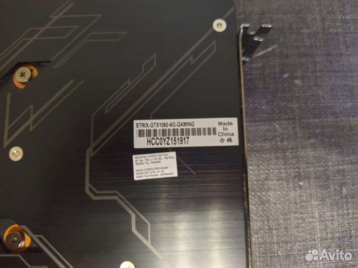 Видеокарта asus ROG strix GTX 1060 6GB