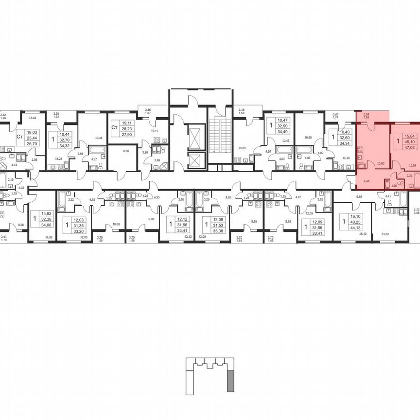 1-к. квартира, 47 м², 14/19 эт.