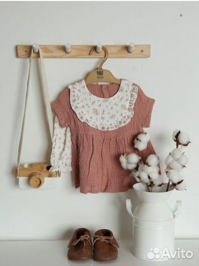 Платье со штанишками муслин WoWo kids 68 74 80 86