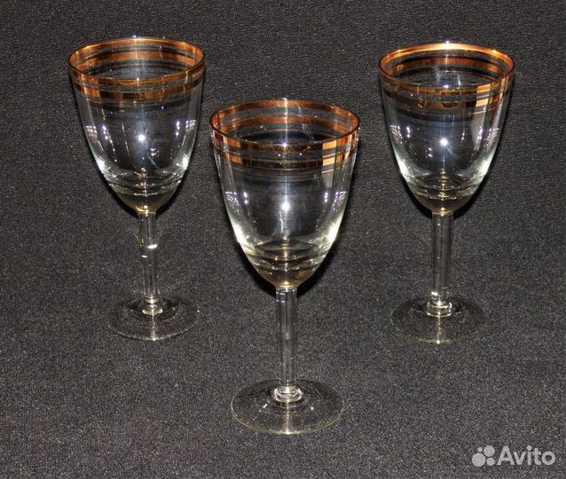 Фужеры богемское стекло с позолотой Чехословакия