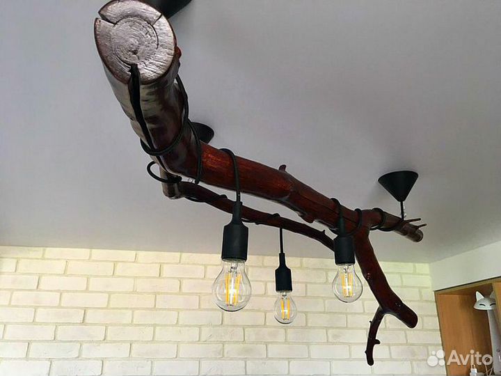 Люстра (Светильник) из натурального дерева