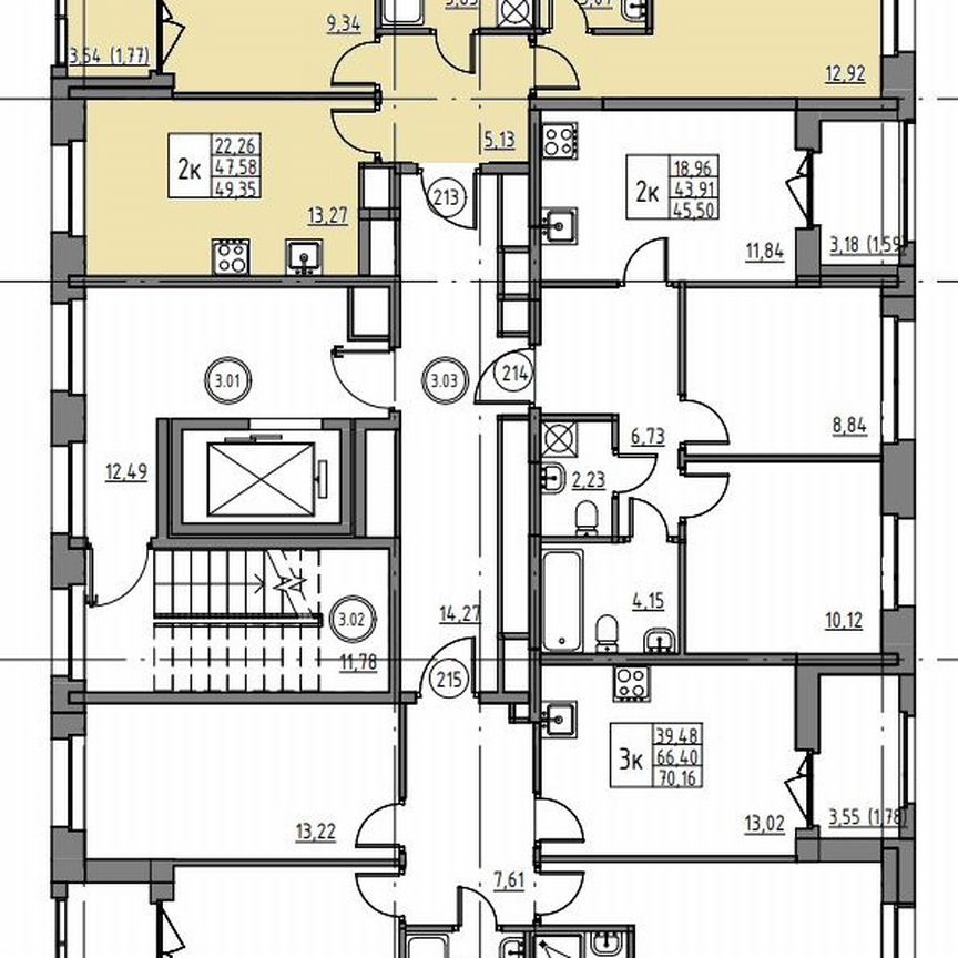 2-к. квартира, 49,4 м², 3/12 эт.