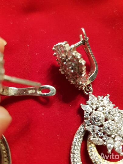 Серьги серебро новогодние/ праздничные проба 925