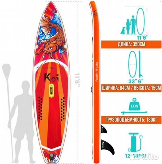 Sup board сап доска SUP-доска KOI 11'6