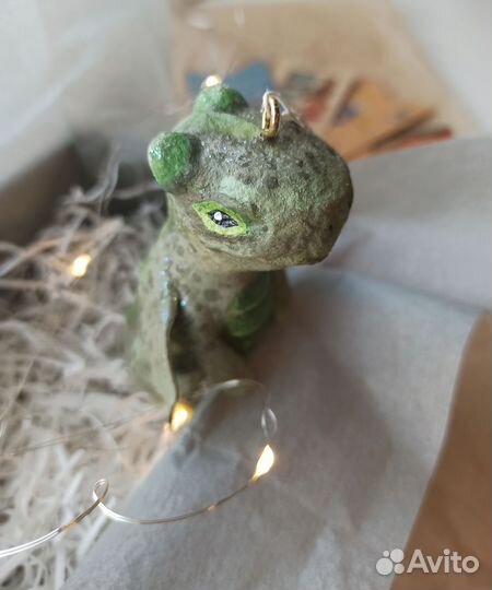 Ватная елочная игрушка дракон