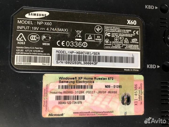 Ноутбук Samsung NP-X60 (Win7)