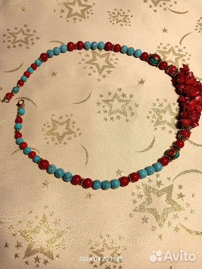 Бусы: бирюза, кораллы, тибетские бусины