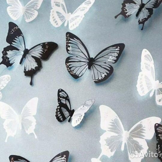 Наклейка интерьерная бабочки 3D