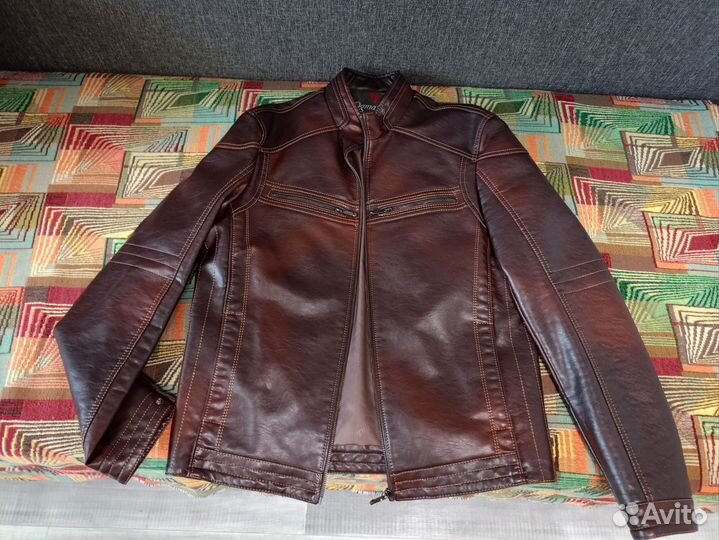 Кожаная куртка мужская 48 50