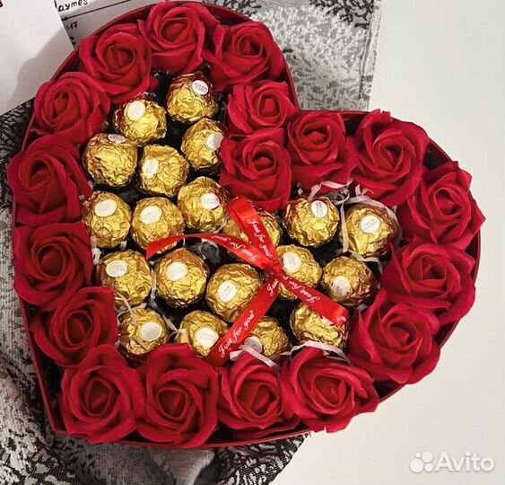 Подарок сердце букет на 14 февраля 8 марта