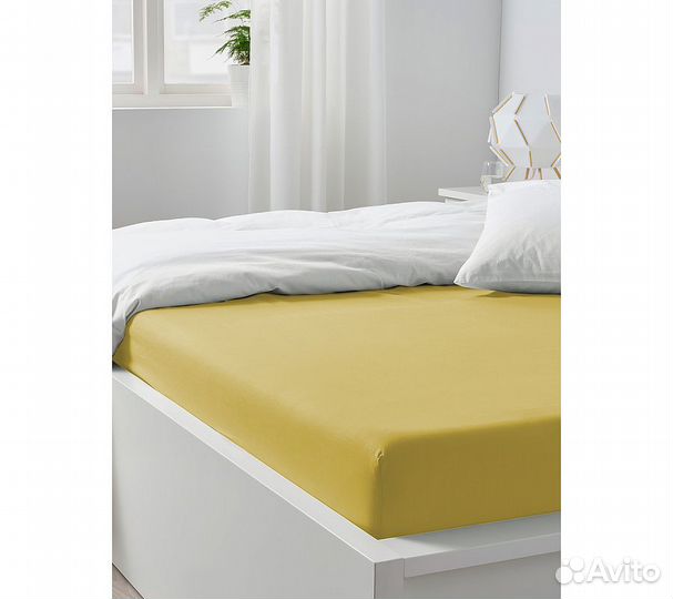 Простынь GoodNight Сатин 200х200х20 Горчичный на р