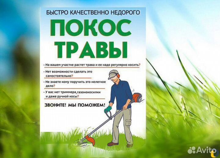 Покос травы триммером/Спил деревьев