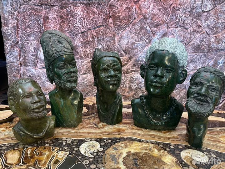 Коллекция бюстов из Кении. Камень змеевик