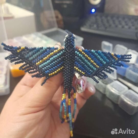 Птички колибри из бисера фигурка на заказ